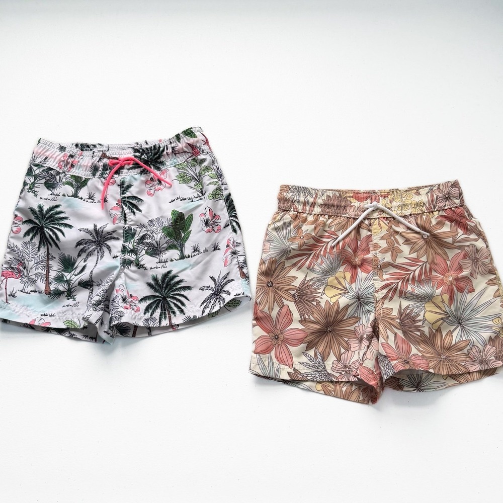 Janie & Jack NWOT Swim Trunks Floral Tropical Hawaii Caribbean Size 4